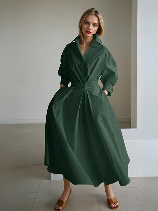 Luna’s Elegant Pleated Shirt Dress