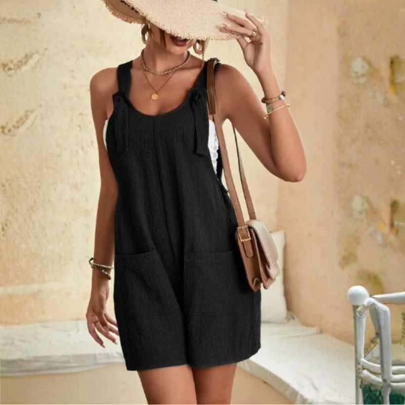 Luna’s Playful Charm Bow-Tie Romper