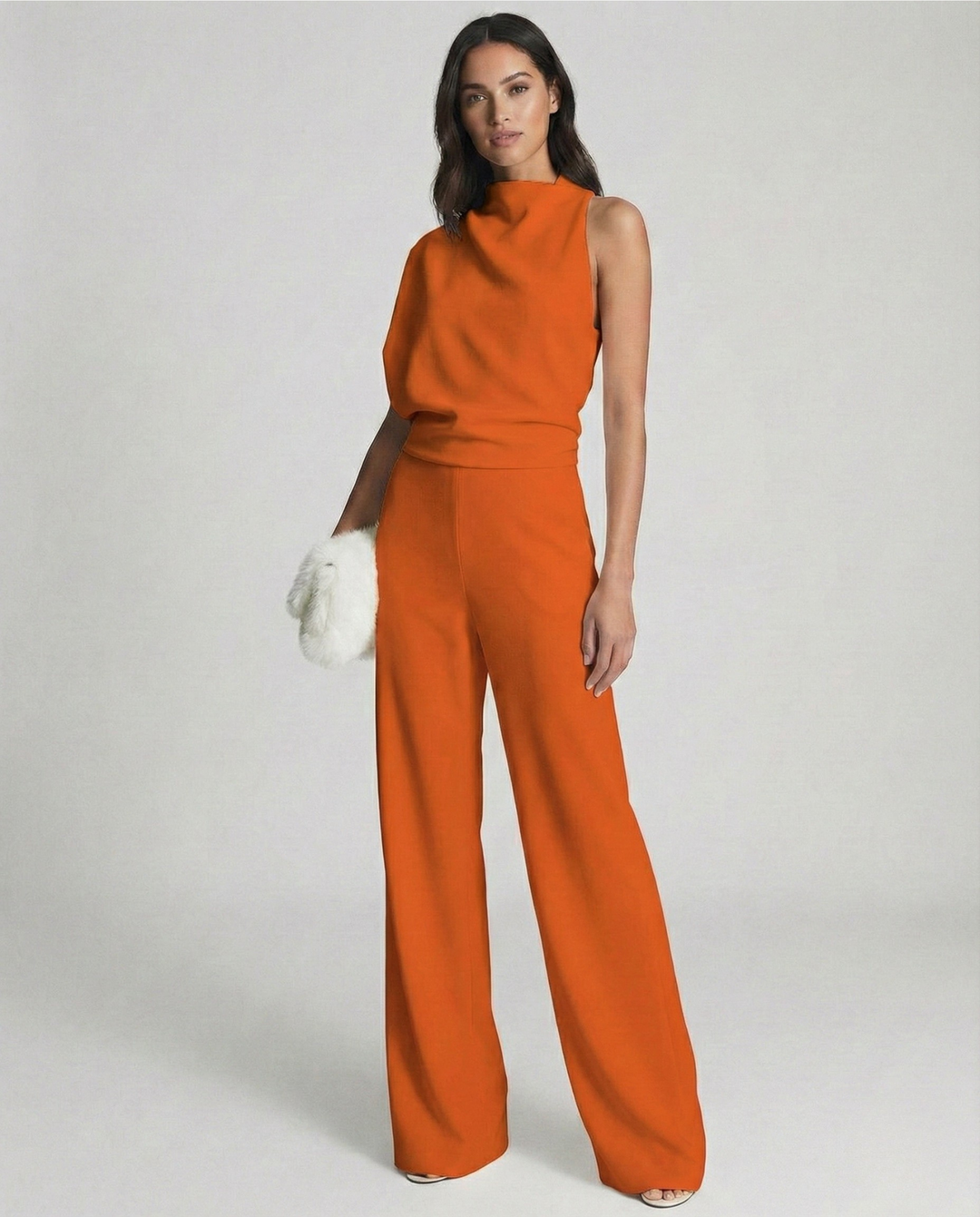 Luna’s Elegant Midnight One-Shoulder Jumpsuit