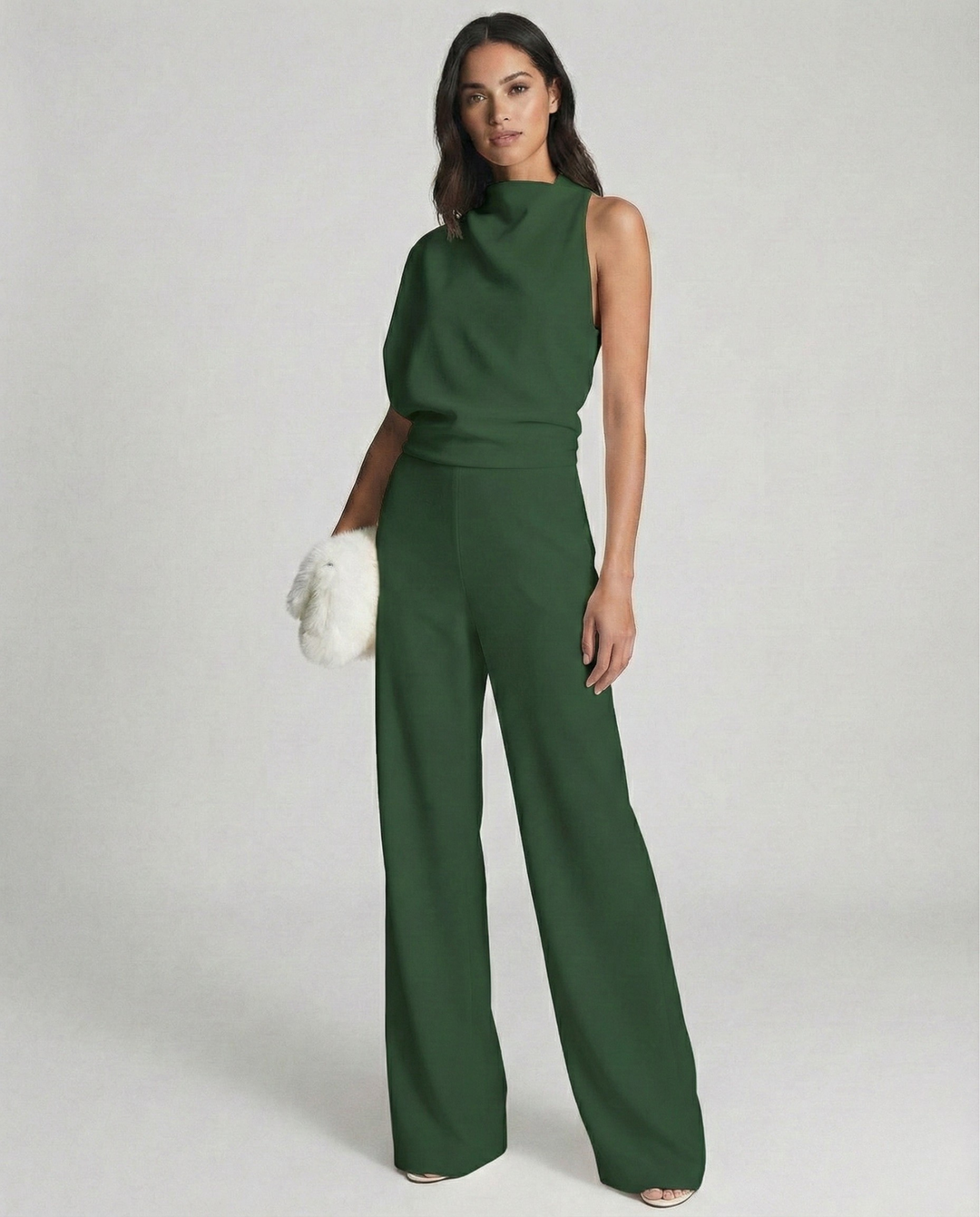 Luna’s Elegant Midnight One-Shoulder Jumpsuit