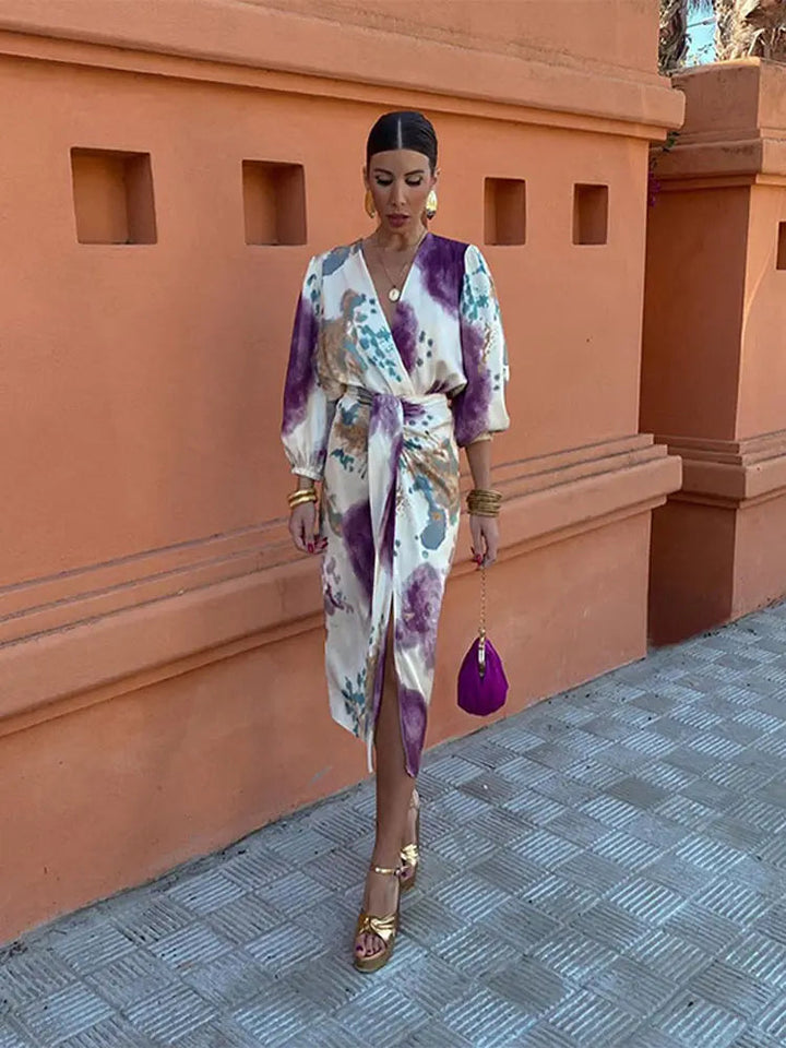 Luna’s Artistic V-Neck Midi Dress