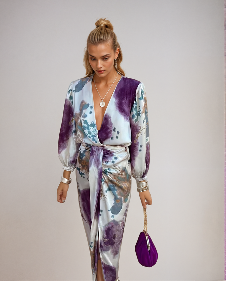 Luna’s Artistic V-Neck Midi Dress