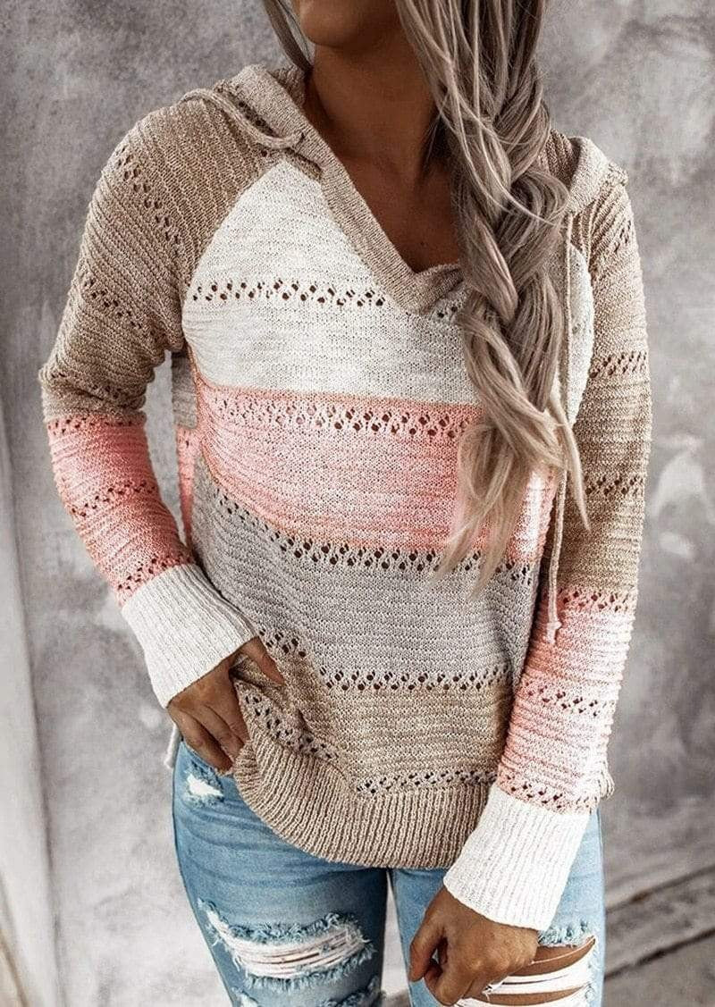 Luna’s Autumn Haze Striped Knit Hoodie