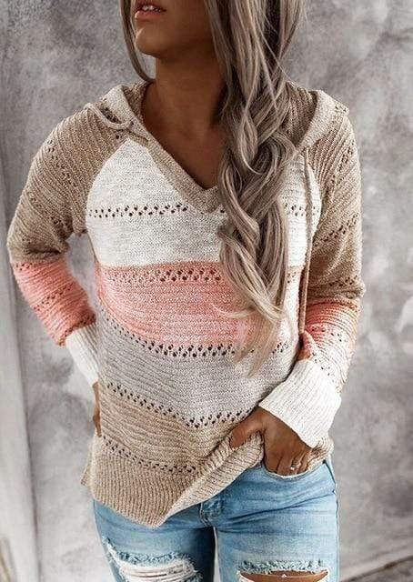 Luna’s Autumn Haze Striped Knit Hoodie