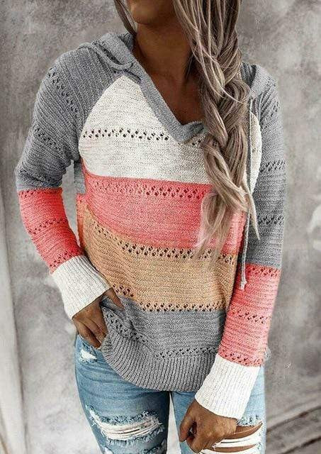 Luna’s Autumn Haze Striped Knit Hoodie