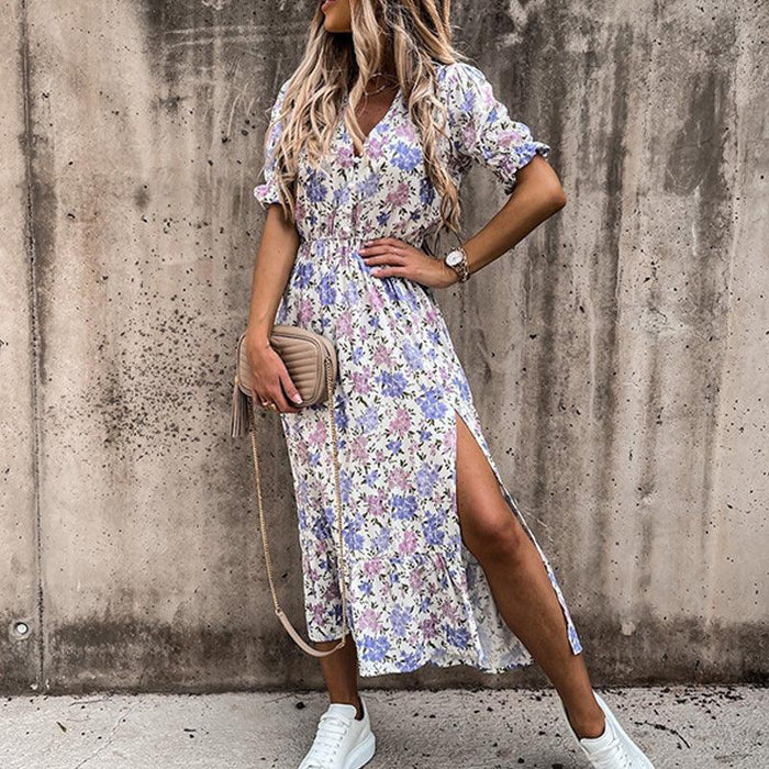Luna’s Blooming Whimsy Floral Maxi Dress