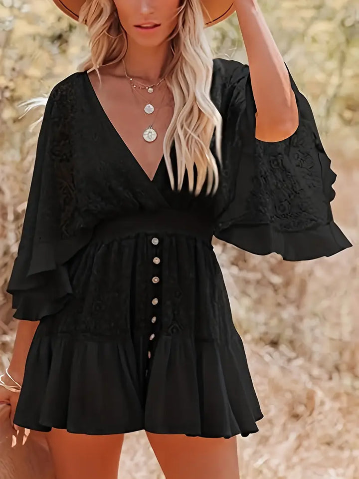 Luna’s Bohemian Grace Lace Flare Mini Dress