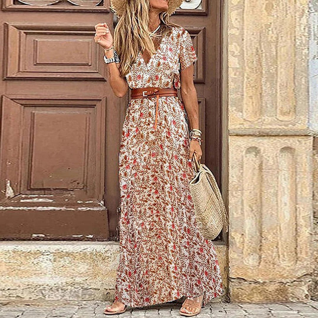 Luna’s Bohemian Whispers Front-Slit Maxi Dress