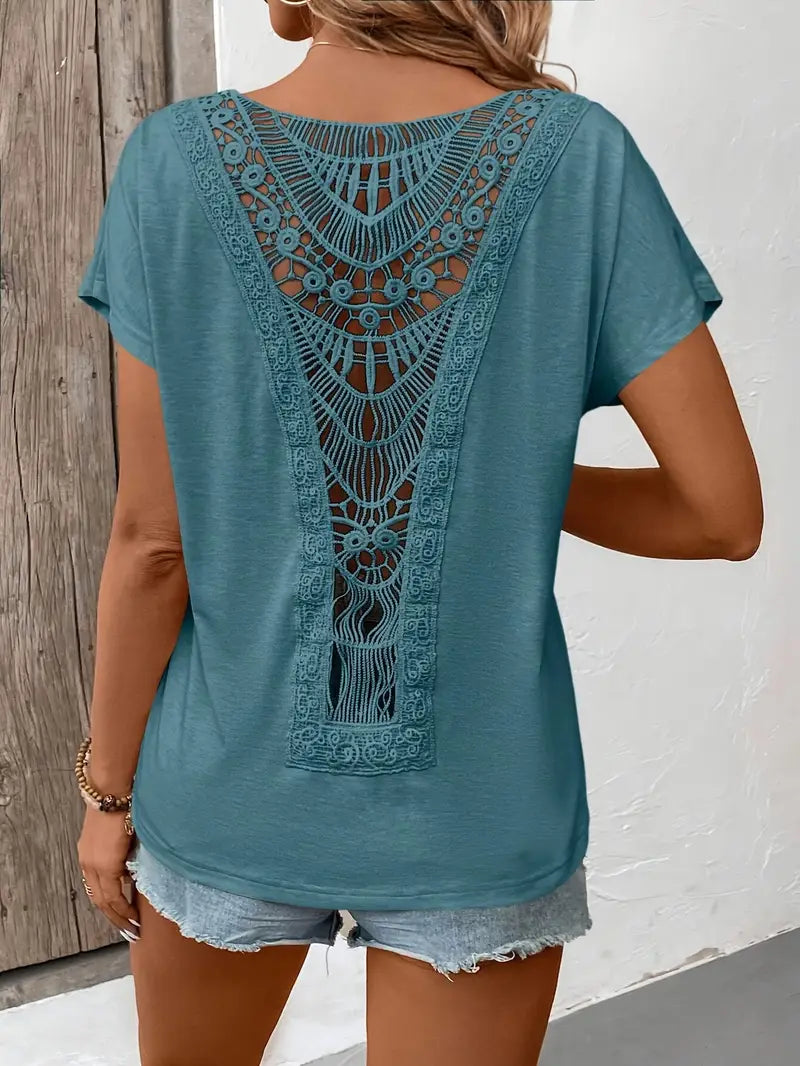 Luna’s Boho Whispers Lace-Back Tee