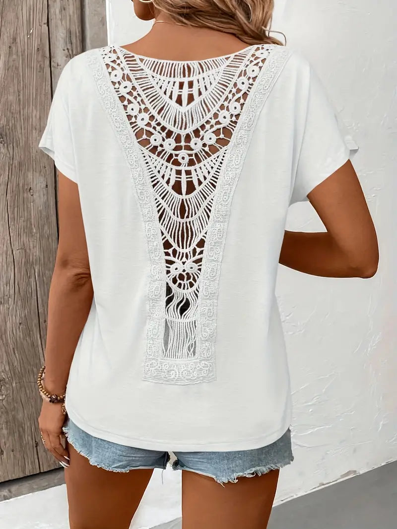 Luna’s Boho Whispers Lace-Back Tee