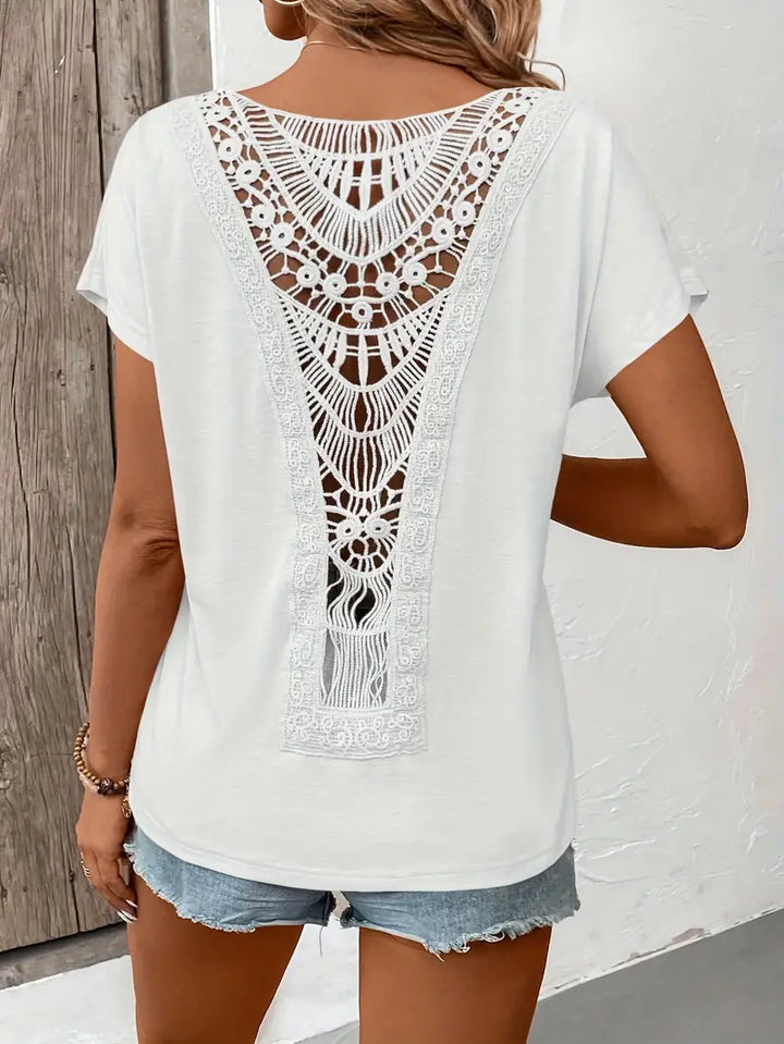 Luna’s Boho Whispers Lace-Back Tee