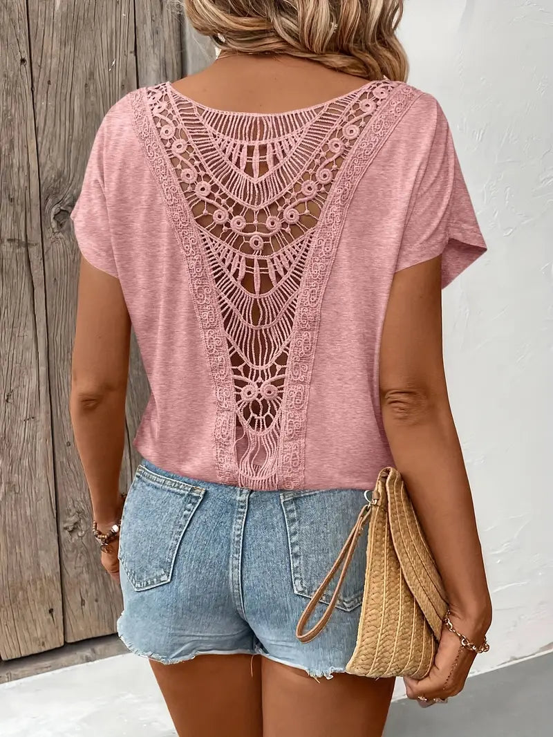 Luna’s Boho Whispers Lace-Back Tee