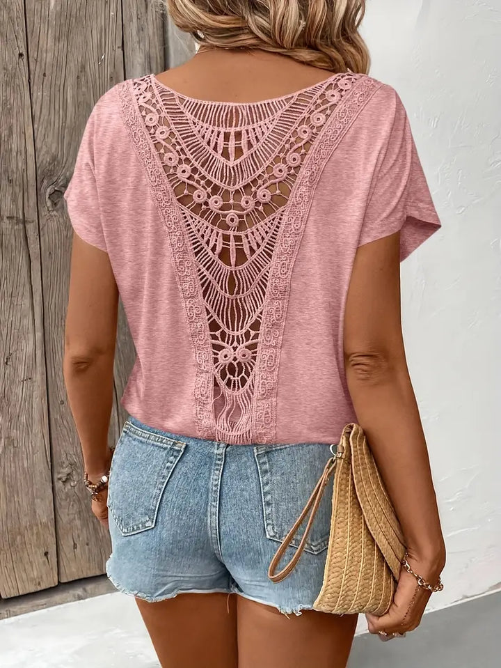 Luna’s Boho Whispers Lace-Back Tee