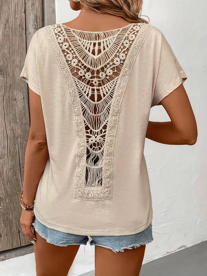 Luna’s Boho Whispers Lace-Back Tee