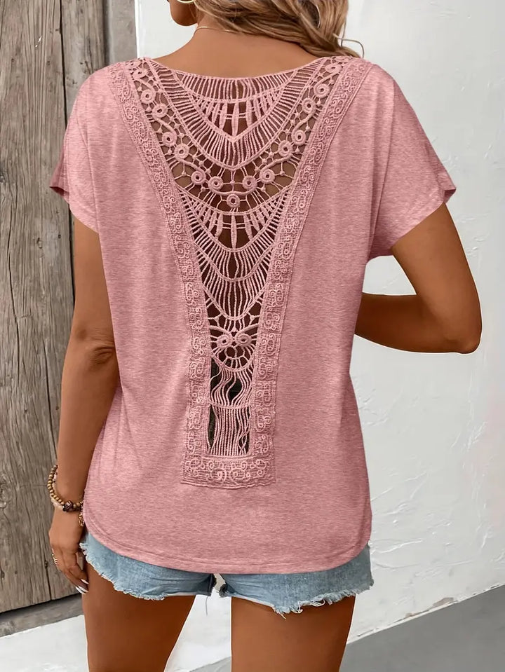 Luna’s Boho Whispers Lace-Back Tee