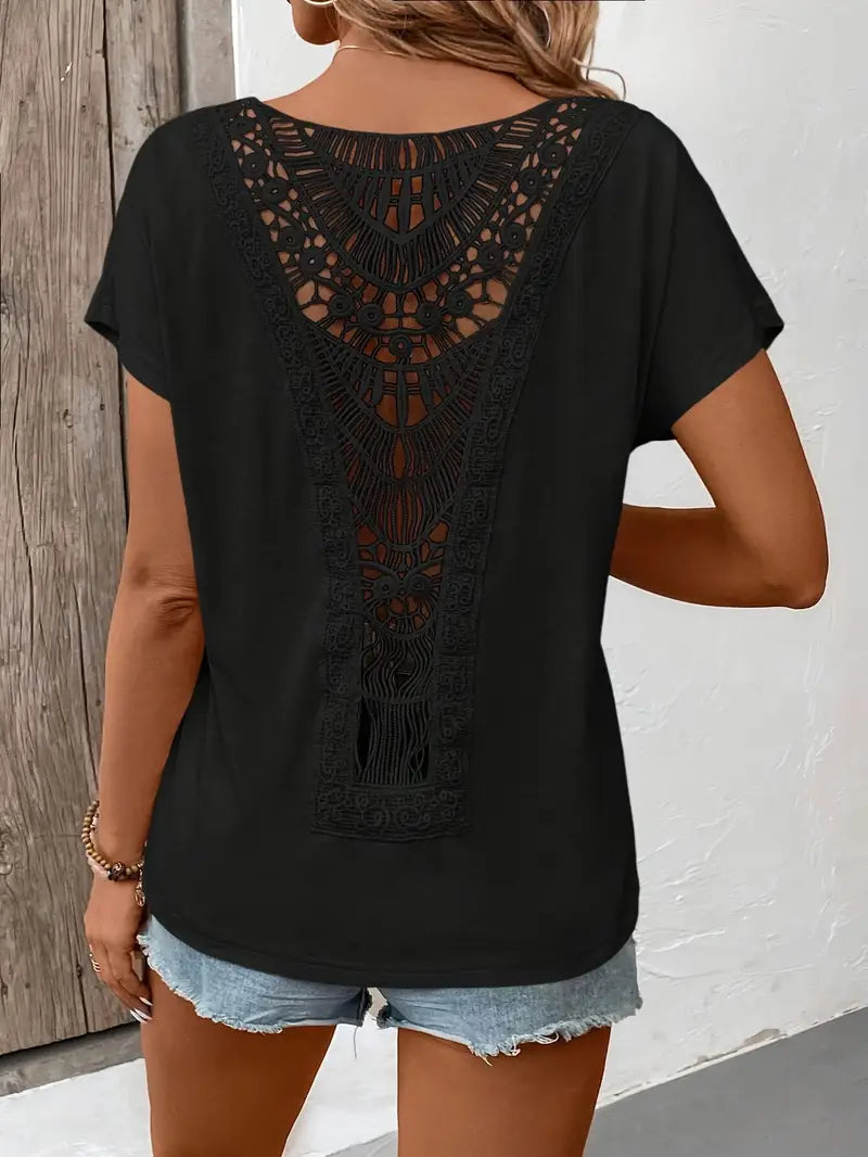 Luna’s Boho Whispers Lace-Back Tee
