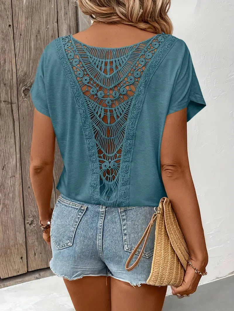 Luna’s Boho Whispers Lace-Back Tee