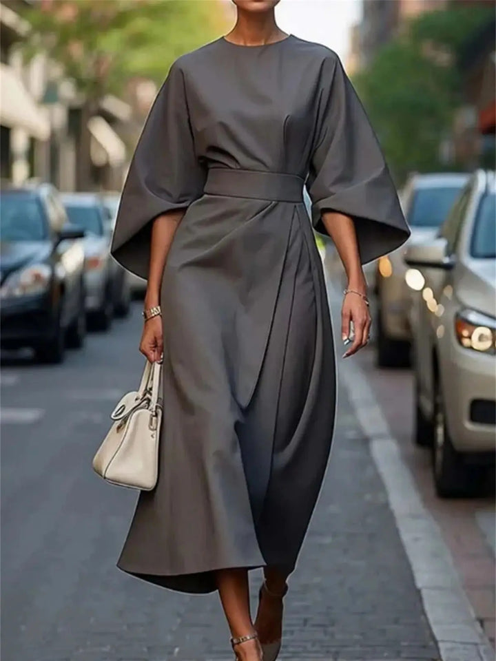 Luna’s Bold Allure Draped Waist Maxi Dress