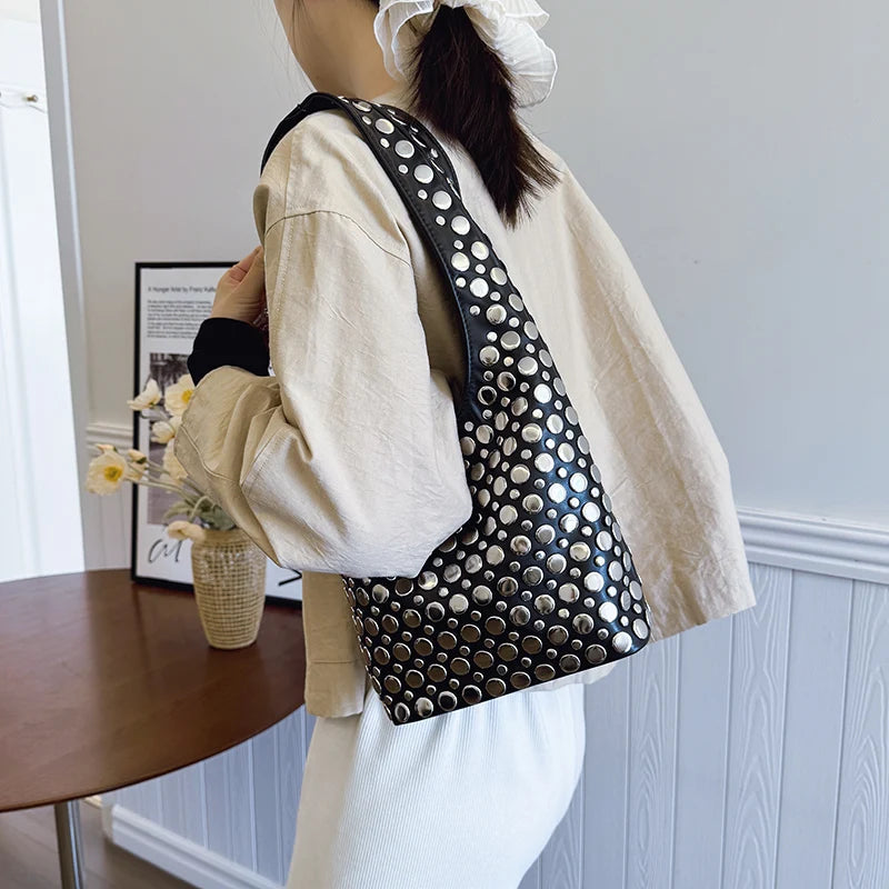 Luna’s Bold Allure Studded Shoulder Bag