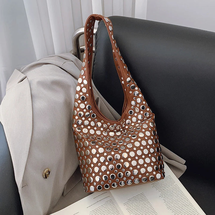 Luna’s Bold Allure Studded Shoulder Bag