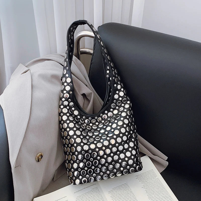 Luna’s Bold Allure Studded Shoulder Bag