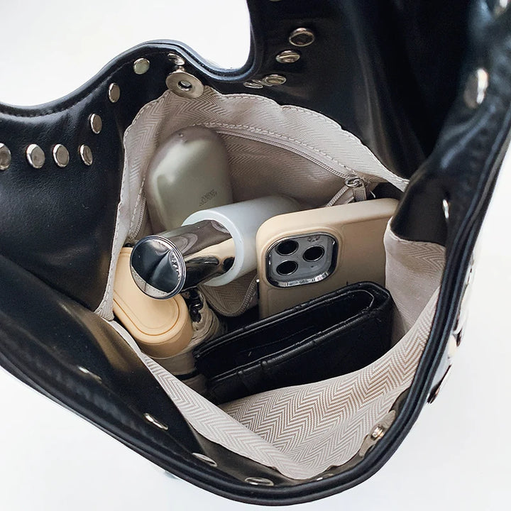 Luna’s Bold Allure Studded Shoulder Bag