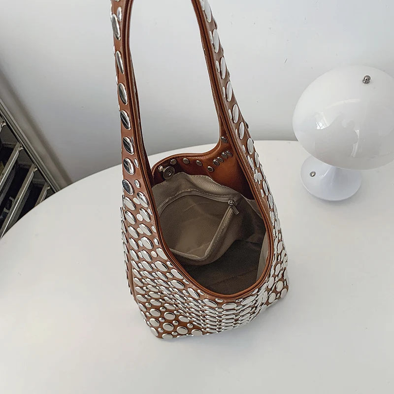 Luna’s Bold Allure Studded Shoulder Bag