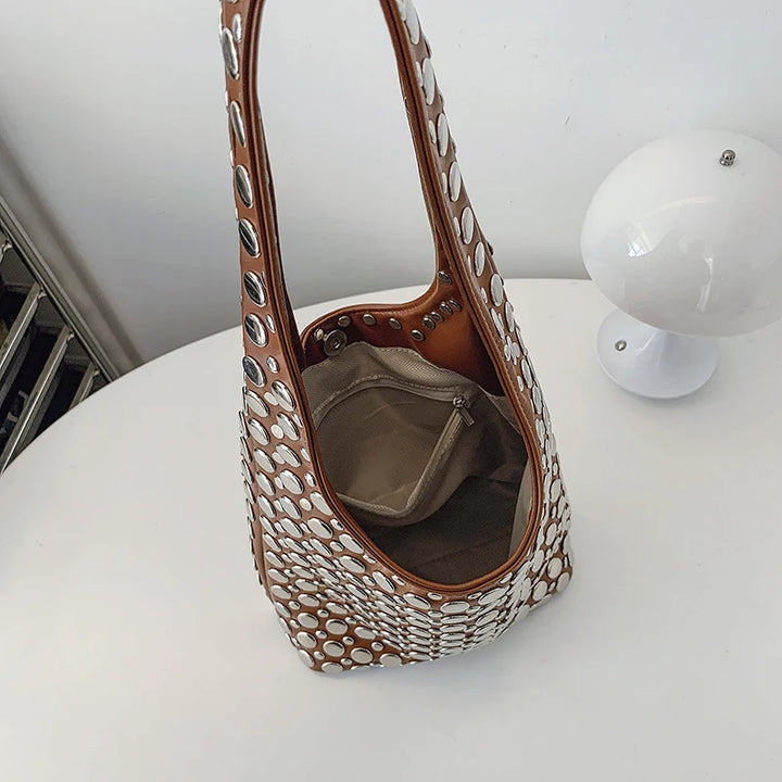 Luna’s Bold Allure Studded Shoulder Bag