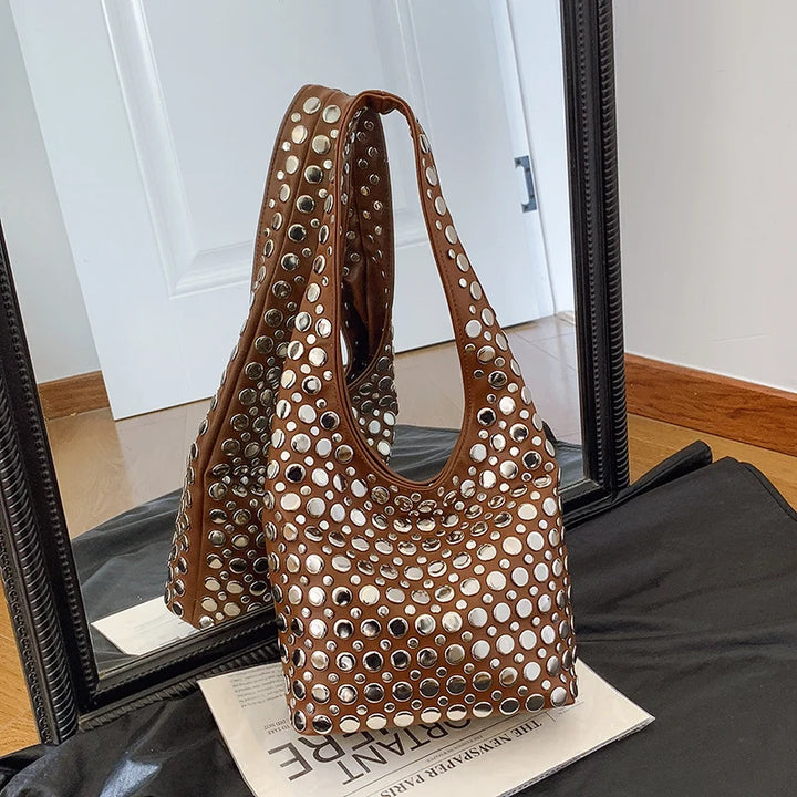 Luna’s Bold Allure Studded Shoulder Bag