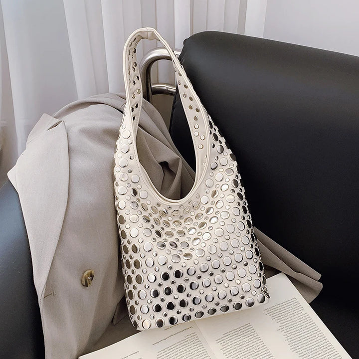 Luna’s Bold Allure Studded Shoulder Bag