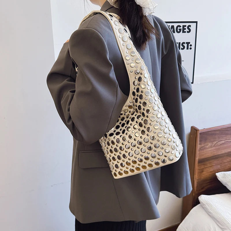 Luna’s Bold Allure Studded Shoulder Bag