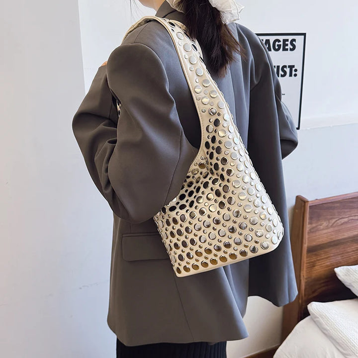 Luna’s Bold Allure Studded Shoulder Bag