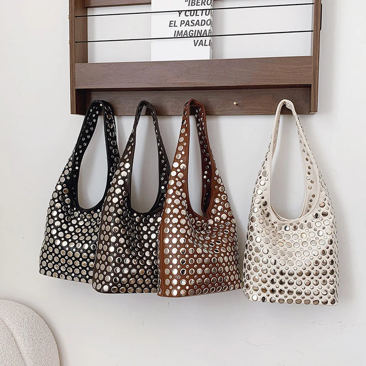 Luna’s Bold Allure Studded Shoulder Bag