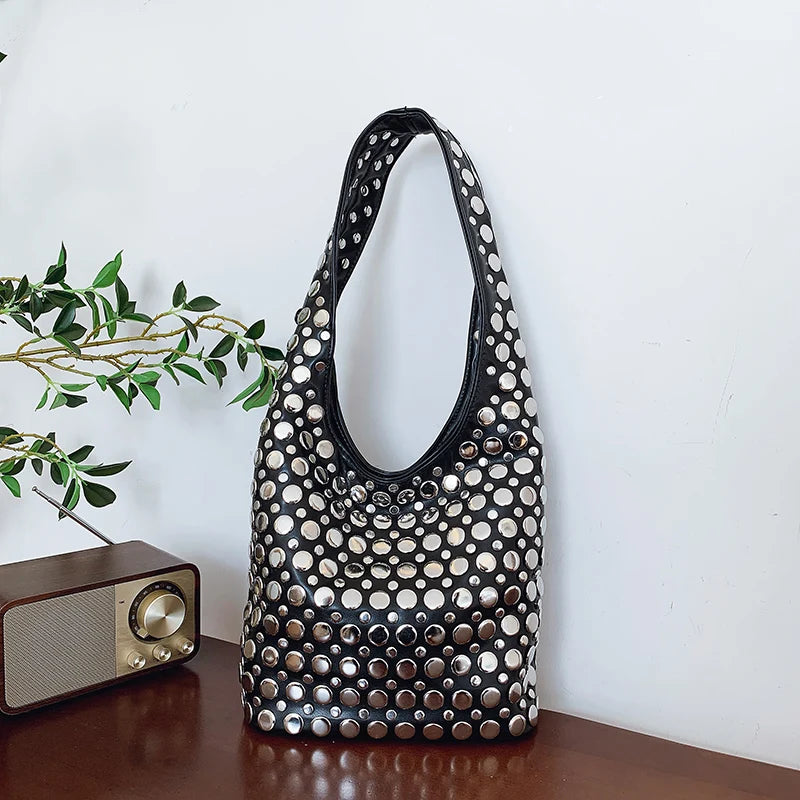 Luna’s Bold Allure Studded Shoulder Bag