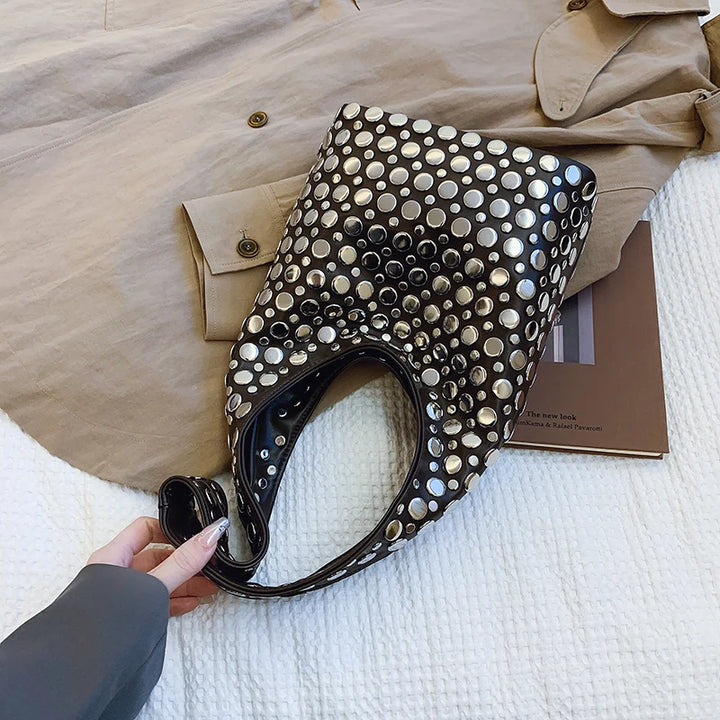 Luna’s Bold Allure Studded Shoulder Bag