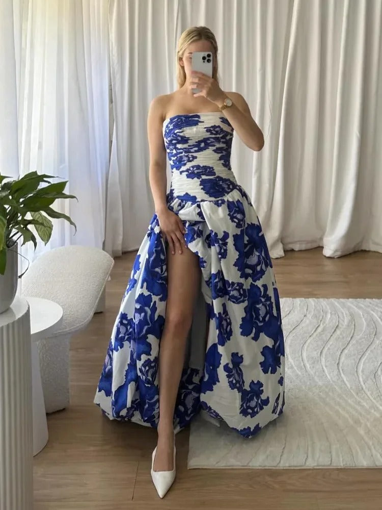 Luna's Bold Whimsy Draped Floral Maxi Dress Luna Mae Luna's Bold Whimsy Draped Floral Maxi Dress Luna Mae
