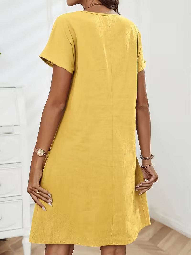 Luna’s Casual Charm Button Detail Summer Dress