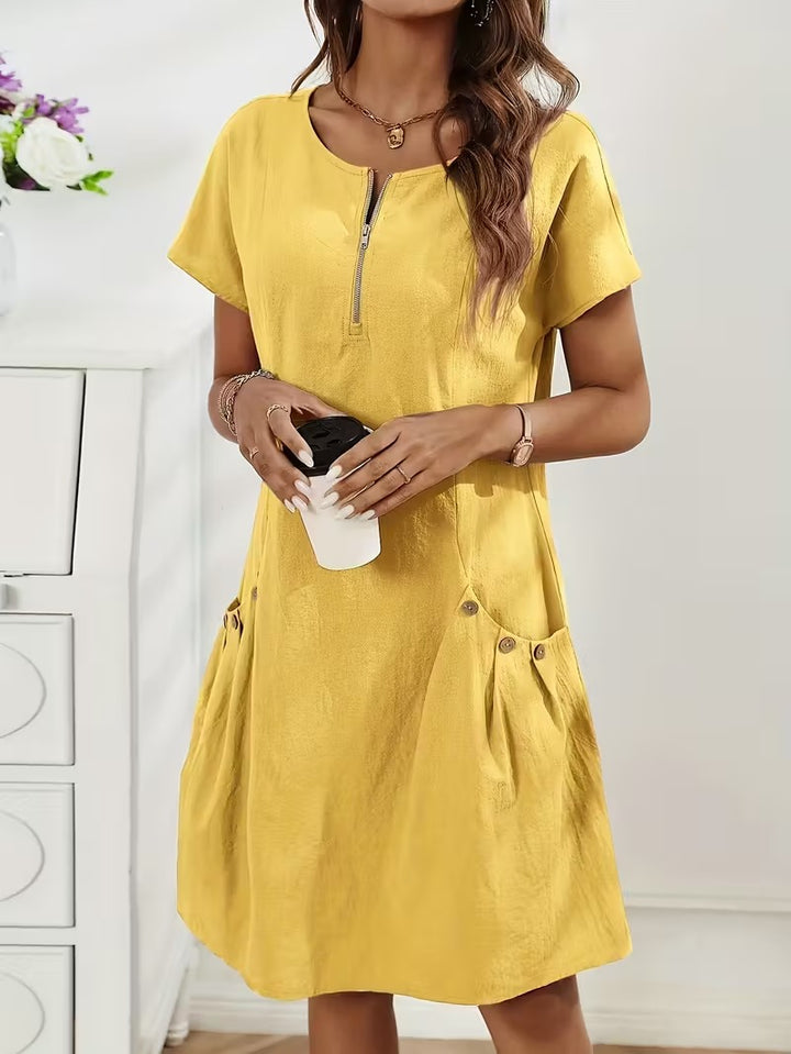 Luna’s Casual Charm Button Detail Summer Dress