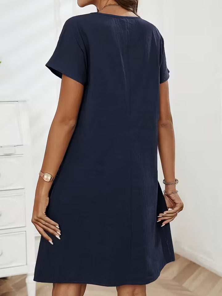 Luna’s Casual Charm Button Detail Summer Dress