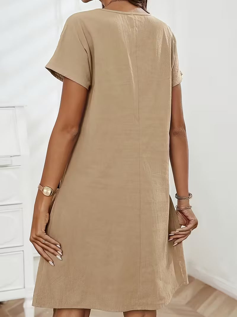Luna’s Casual Charm Button Detail Summer Dress