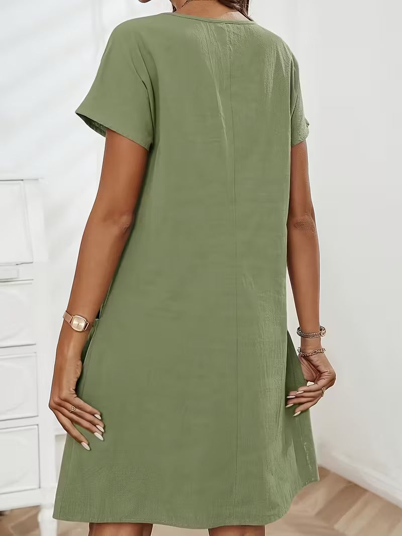 Luna’s Casual Charm Button Detail Summer Dress
