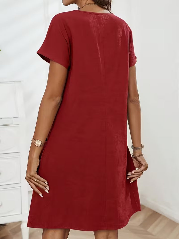 Luna’s Casual Charm Button Detail Summer Dress