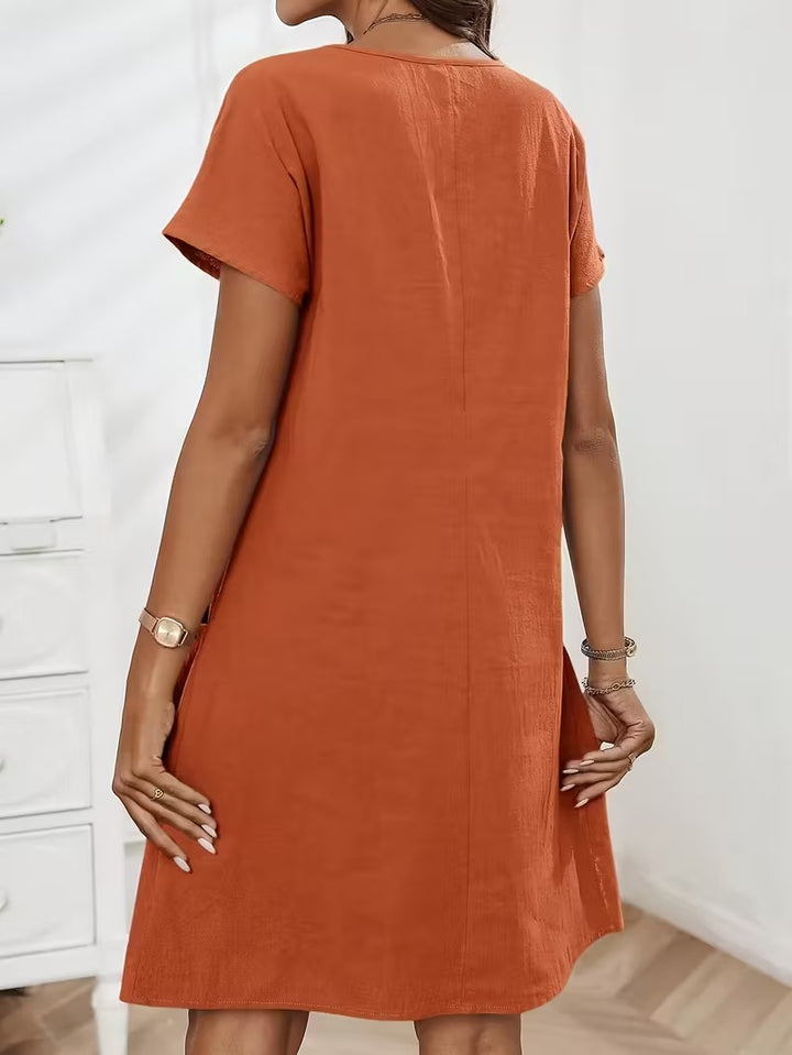 Luna’s Casual Charm Button Detail Summer Dress