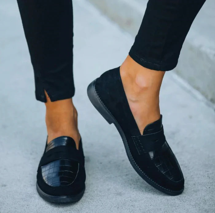 Luna’s Chic Allure Croc-Detail Loafers
