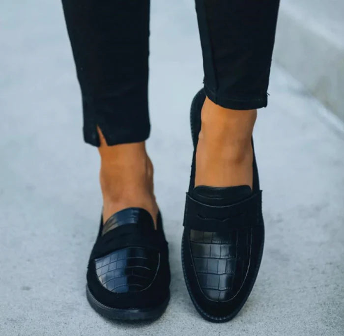 Luna’s Chic Allure Croc-Detail Loafers