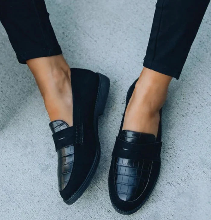 Luna’s Chic Allure Croc-Detail Loafers