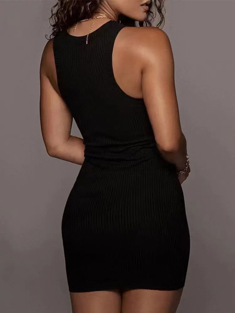 Luna’s Chic Simplicity Ribbed Mini Dress
