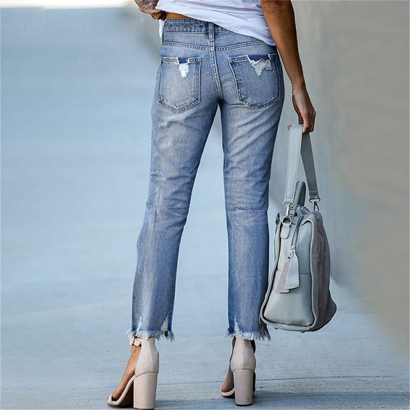 Luna’s City Edge Distressed Straight-Leg Jeans