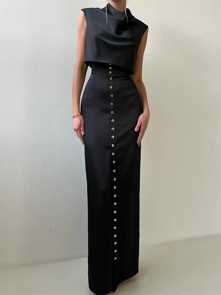 Luna’s Classy Allure Button-Up Two-Piece Set