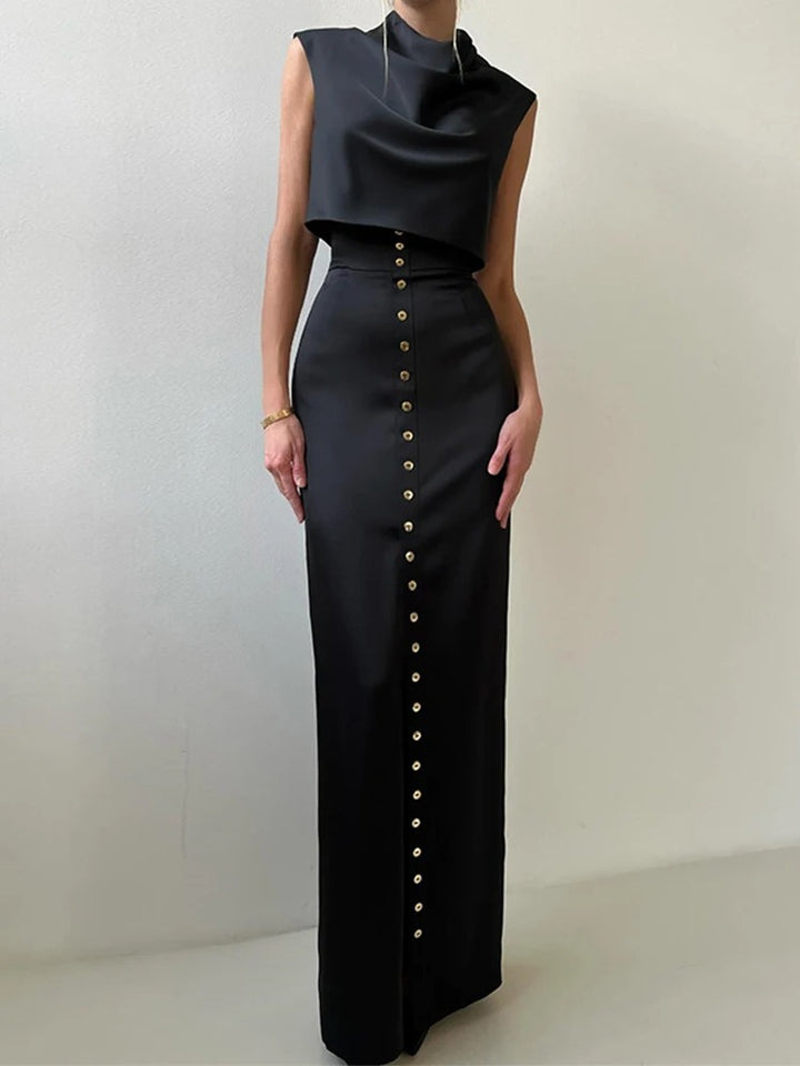 Luna’s Classy Allure Button-Up Two-Piece Set